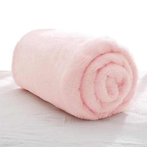 Exclusivo Mezcla Plush Fuzzy Fleece Throw Blanket, Super Soft, Fluffy and Warm Blankets for Couch, Bed, All Season Use (40x50 Inches, Light Pink) - Image 1