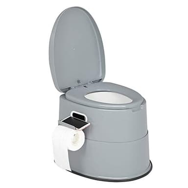 VINGLI Portable Toilet | Indoor Outdoor Commode w/Detachable Inner Bucket & Removable Paper Holder, Lightweight & Compact for Camping, Boat, Van, Emergency Use (Grey) - Image 1