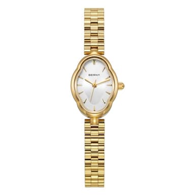 BERNY Gold Watches for Women Dainty Ladies Quartz Watch Vintage Copper Mirrors Shape Japanese Quartz Movement 3ATM Waterproof Fashion Female Wrist Watch Luxury Birthday Gifts-White Dial - Image 8