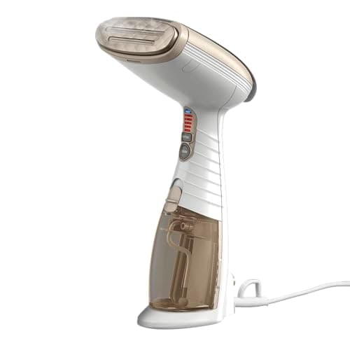 Conair Handheld Garment Steamer for Clothes, Turbo ExtremeSteam 1875W Fabric Steamer, Portable Handheld Design, Strong Penetrating Steam, White/Champagne - Image 1