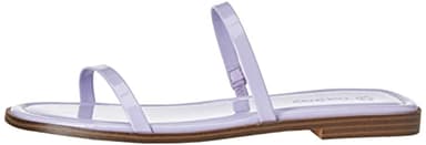 The Drop Women's Paris Square Toe Two Strap Flat Sandal, Lavender Patent, 7 - Image 8