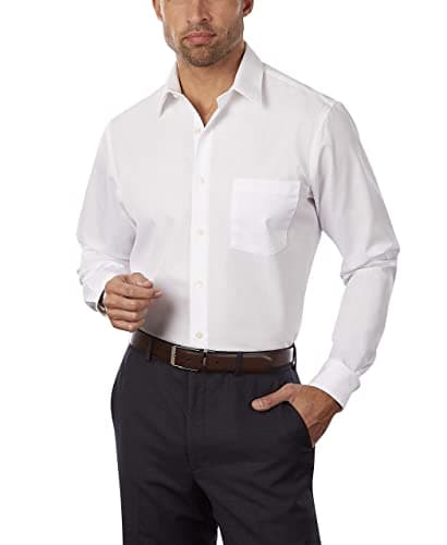 Van Heusen Men's Dress Shirt Fitted Poplin Solid, White, 15" Neck 32"-33" Sleeve - Image 1