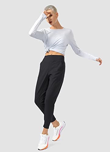 Soothfeel Women's Joggers with Zipper Pockets High Waisted Athletic Workout Yoga Pants Joggers for Women Black - Image 5