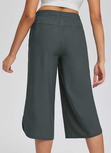 baleaf Women's Capri Pants Wide Leg Plus Size UPF50+ Lightweight Quick Dry Pants Casual Loose Sweatpants Hiking Walking Grey XL - Image 2