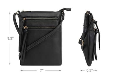 DELUXITY Crossbody Purse Bag Shoulder Bag Multi Pocket Zipper Purse | Black - Image 3