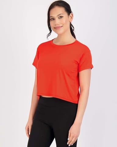 Real Essentials 5 Pack: Women's Dry Fit Crop Top - Short Sleeve Crew Neck Stretch Athletic Tee (Available in Plus Size) - Set 9, XS - Image 2