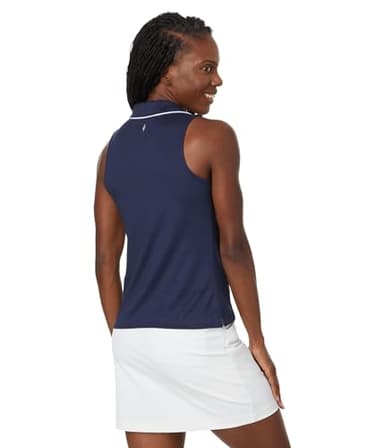 SKECHERS Women's GODRI Swift Club Sleeveless Polo Tank Navy - Image 2