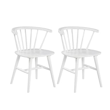 Roundhill Furniture Alwynn Contemporary Wooden Spindle Back Dining Chairs, Set of 2, White - Image 5