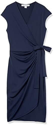 Amazon Essentials Women's Classic Cap Sleeve Wrap Dress (Available in Plus Size), Navy, X-Large - Image 6