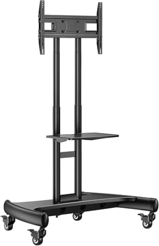 Perlegear Mobile TV Cart for 32-82 Inch Flat/Curved LED/LCD/OLED TVs Rolling TV Stand with Height Adjustable Shelf Max VESA 600x400mm up to 100lbs- Outdoor TV Stand Trolley with Wheels PGTVMC05-1 - Image 8