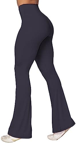 Sunzel Flare Leggings, Crossover Yoga Pants with Tummy Control, High-Waisted and Wide Leg, 30" Inseam, Graphite Large - Image 1
