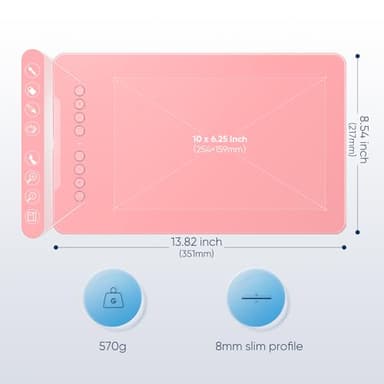 Drawing Tablet-XPPen Deco 01 V3 10x6.25 Inch Graphics Tablet Digital Drawing Tablet for Chromebook with 16384 Levels Pressure Battery-Free Stylus and 8 Shortcut Keys (Pink) - Image 3