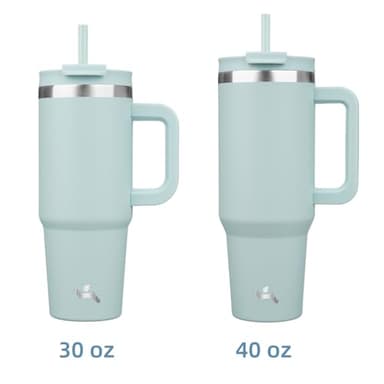 Konokyo 30 oz Tumbler with Handle and 2 Straws,2 in 1 Lid Insulated Water Bottle Stainless Steel Travel Coffee Mug,Blue Haze - Image 3