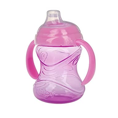 Nuby Clik-It Grip N' Sip Soft Spout No-Spill Training Sippy Cup with Handles - (3-Pack) 10 oz - 4+ Months - Aqua/Purple/Pink - Image 6