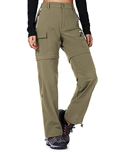 Cycorld Women's-Hiking-Pants-Convertible Quick-Dry-Stretch-Lightweight Zip-Off Outdoor Pants with 5 Deep Pockets (Khaki, Large) - Image 1