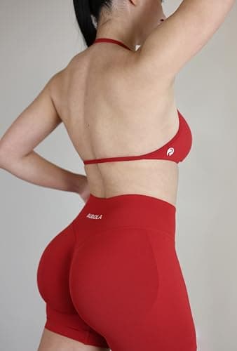 AUROLA Influence Strappy Bra Sports Bras for Women, Backless Padded Impact Strappy Bra for Workout Gym Yoga with Removable Cups,Chili Red,S - Image 4