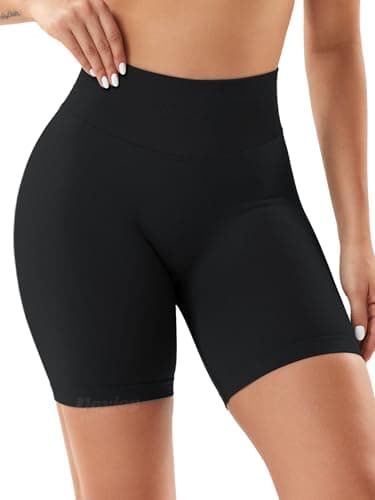 VOYJOY Women Workout Impact Shorts 2.5"/ 3.6"/ 4.5"/ 6" Scrunch Butt Lifting Gym Seamless Booty Biker Shorts Black - Image 4