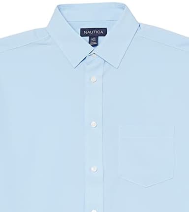 Nautica Boys' School Uniform Short Sleeve Performance Oxford Button-Down Shirt, Ox Blue, 10-12 Husky - Image 3