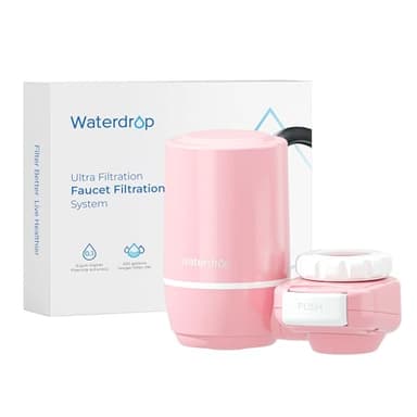 Waterdrop Sink Filter Water Faucet for Skin Care, Bathroom Faucet Filter, 320 Gallons, NSF Certified Water Purifier, 0.01μm Ultra-Filtration System, Reduces Chlorine Lead-Free Material, 1 Filter Pink - Image 1