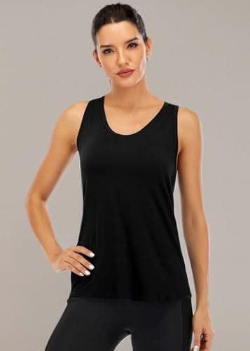 ICTIVE Workout Tank Tops for Women Sleeveless Yoga Tops for Women Mesh Racerback Backless Running Gym Shirts Black M - Image 3