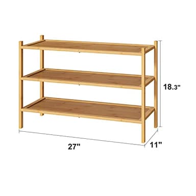 kiplant 3-Tier Shoe Rack for Closet, Bamboo Wood Shoe Rack for Indoor & Outdoor, Stackable Shoe Organizer for Entryway (Natural, 3-Tier) - Image 2