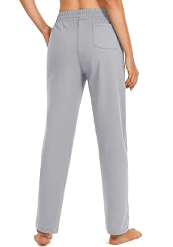 SANTINY Women's Cotton Sweatpants Yoga Lounge Casual Pants Open Bottom Sweat Pants for Women with Pockets (Smoky Grey_S) - Image 3