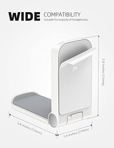 Lamicall Headphone Stand, Sticky Headset Hanger - Adhesive Headphone Holder Hook Mount, Headset Stand Holder Clip Under Desk, Earphone Clamp for Airpods Max, HyperX, Sennheiser, White - Image 5