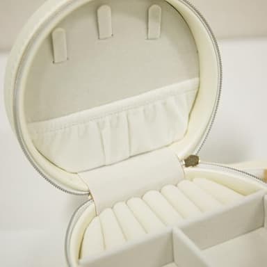 COLLECTIVE HOME Monogram Jewelry Box for Travel - 4.5 Inch Spacious Organizer with Zipper Closure, Gold Chain & Letter Engraving, Personalized Gift Case for Women/Bridesmaids (j) - Image 5