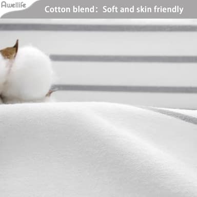 Awellife Boho Gray Shower Curtain for Bathroom Stripe Tassel Shower Curtain 60 X 72 Inches Farmhouse Cotton Grey - Image 4