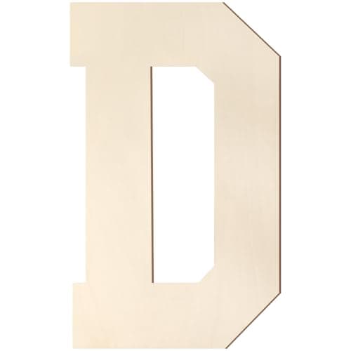 Wooden Letters 12 Inch, Large Wooden Letter D Shape Cutout Big Unfinished Vintage Sports Varsity Style Wood Alphabet Letters for Wall Decor Nursery Name Painting Crafts Party Room Home Decoration - Image 1