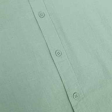 JEKAOYI Mens Casual Long Sleeve Cotton Linen Shirts Buttons Down Solid Plain Roll-Up Sleeve Summer Beach Shirts Mint Green - Image 6
