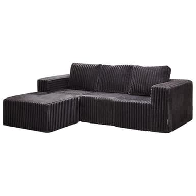 Hobestluk Modular Sectional Sofa Memory Foam Couch Oversized Sectional Sofa 3-Seater with Chaise Cloud Couch with Removable Cover L Shape Sofa for Living Room (Strip Grey, 3-Seater with Chaise) - Image 9