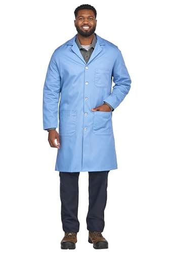 Bulwark FR-KEL2LB RG Men's FR Lab Coat, Light Blue, Small - Image 1