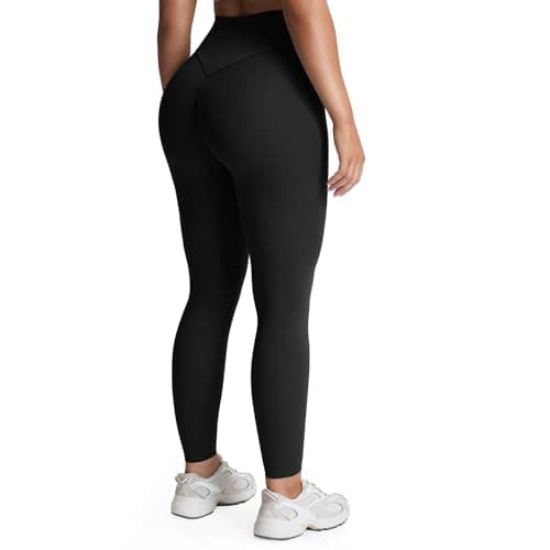 Aoxjox High Waisted Workout Leggings for Women Tummy Control Buttery Soft Yoga Metamorph Deep V Pants 26" (Black, X-Large) - Image 1