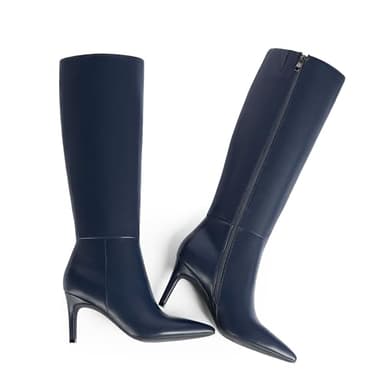 Easyfox Long Blue Boots for Women Knee High Boots Stiletto High Heel Pointed Toe Tall Boots Size 10 - Image 3