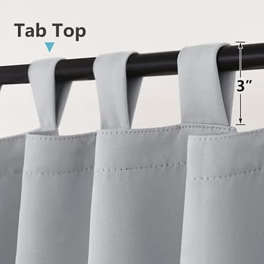 RYB HOME Patio Curtain Outdoor - Extra Wide Blackout Curtains Waterproof Windproof Privacy Outdoor Indoor Curtains for Porch Gazebo Pavilion, Wide 100 x Long 84 Inch, Light Grey - Image 2