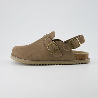 CUSHIONAIRE Brooklyn Suede Womens Slides– Comfortable Clog Mules with Adjustable Buckles – Summer Shoes for Women,Taupe 7.5 - Image 7