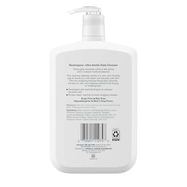 Neutrogena Ultra Gentle Foaming Facial Cleanser, Fragrance Free Hydrating Face Wash for Sensitive Skin, Daily Non Over Drying Makeup Remover, Hypoallergenic, Soap & Dye Free, Non-Comedogenic, 16 Fl Oz - Image 9