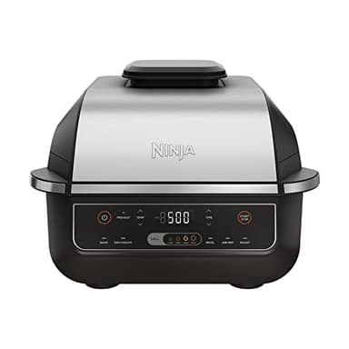 Ninja EG201 Foodi 6-in-1 Indoor Grill with Air Fry, Roast, Bake, Broil, & Dehydrate, 2nd Generation, Dishwasher Safe, Black/Silver - Image 1