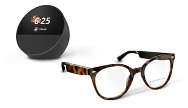 Amazon Echo Frames (newest model) + Echo Spot (newest model), Smart Glasses with Alexa, Cat Eye frames in Brown Tortoise with prescription ready lenses - Image 1