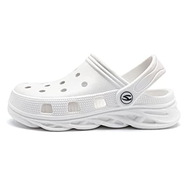 HOBIBEAR Boys Girls Classic Graphic Kids Garden Clogs Slip on Water Shoes (White-Size 4 Big Kid) - Image 3