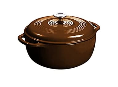 Lodge 6 Quart Enameled Cast Iron Dutch Oven with Lid – Dual Handles – Oven Safe up to 500° F or on Stovetop - Use to Marinate, Cook, Bake, Refrigerate and Serve – Burnt Sienna - Image 1