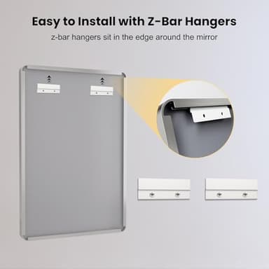 LOAAO 84X32 Inch Brushed Nickel Bathroom Mirror, Rounded Rectangle Silver Metal Frame Mirror, Brushed Nickel, Anti-Rust, Hangs Horizontally or Vertically - Image 6