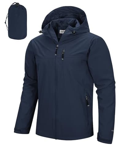 33,000ft Men's Packable Rain Jacket Lightweight Rain Shell Jacket with Hood Waterproof Raincoat for Cycling - Image 1