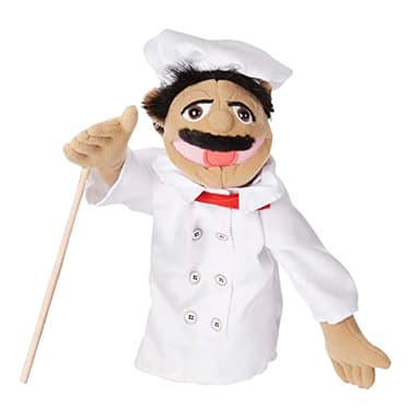 Melissa & Doug Chef Puppet (Al Dente) with Detachable Wooden Rod Pretend Play Chef Puppet Pepe - Image 1