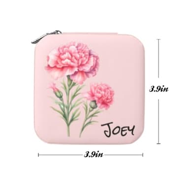 Personalized Jewelry Box With Name and Flower Custom Travel Leather Jewelry Organizer Box for Women Maid of Honor Gifts Birthday Valentine's Day Christmas Gifts for Girls Girfriend Mom - Image 2