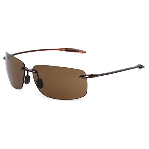 JULI Sports Polarized Sunglasses for Men Women Tr90 Rimless Frame for Running Fishing Golf Surf Driving(Brown) - Image 1