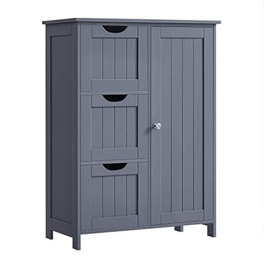 VASAGLE Bathroom Floor Storage Cabinet, Freestanding Bathroom Storage Unit with 3 Drawers, 1 Adjustable Shelf, 11.8 x 23.6 x 31.5 Inches, Slate Gray UBBC049G01 - Image 1