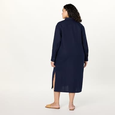 The Drop Women’s Fiona Relaxed Linen Midi Shirt Dress, Maritime Navy, M - Image 6