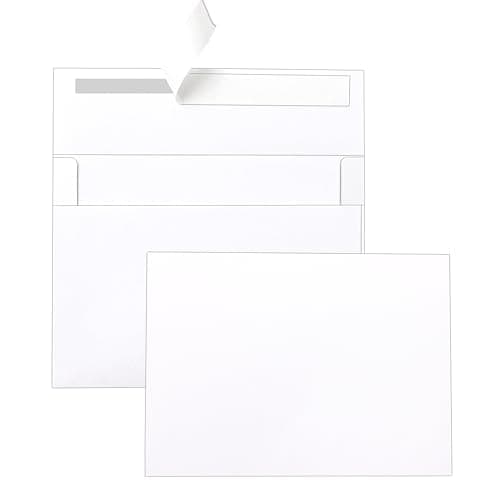Silunkia 100 Packs White Single Panel Blank Cards and Envelopes 5 x 7 Heavy Flat Cardstock and A7 Envelopes Self Seal for Wedding Invitations, Party, DIY Greeting Cards, Graduations, Baby Shower - Image 1
